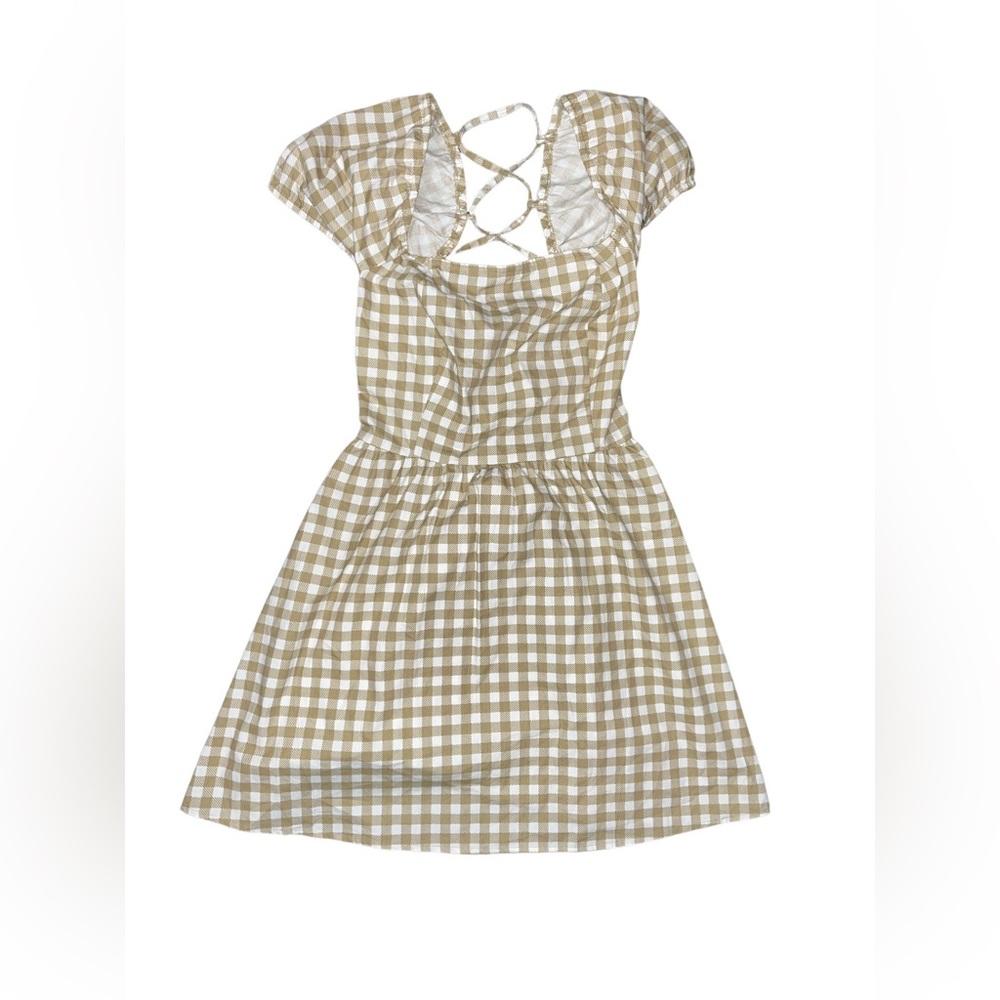 Tan Derek Heart backless tie down dress